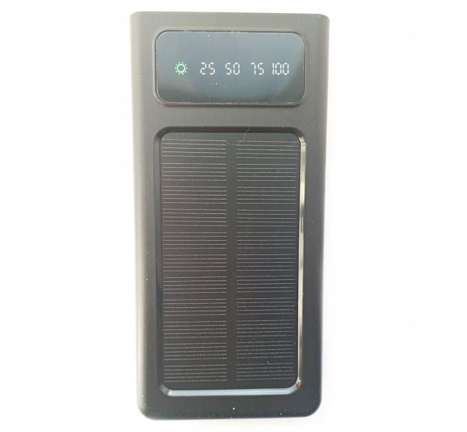 Power Bank Solar 30000mAh повербанк 4 в 1 с солнечной панелью, экраном, фонариком Black
