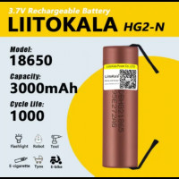 Аккумулятор 18650 LiitoKala HG2-N 3000 mAh высокотоковый под пайку с никелевой лентой U-tags 30А, 3.7V
