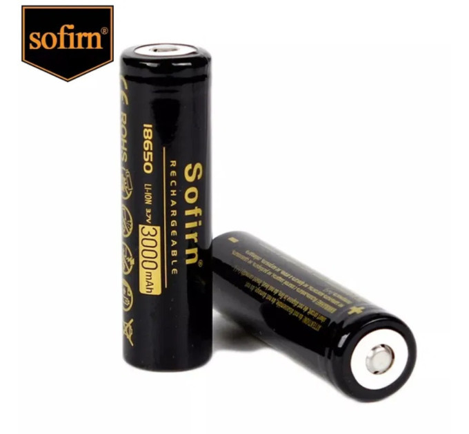 Аккумулятор 18650 Sofirn 3000 mAh литий-ионная аккумуляторная батарея Li-Ion 6.4А, 3.7V Выпуклый плюс (19299)