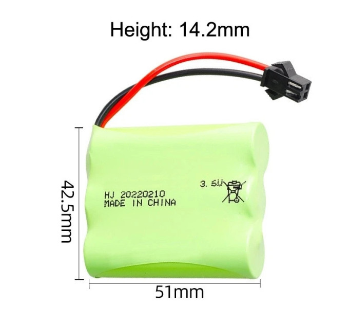 Аккумулятор AA 3.6V 2300 mAh с коннектором JST SM-2P для детских игрушек (18861)