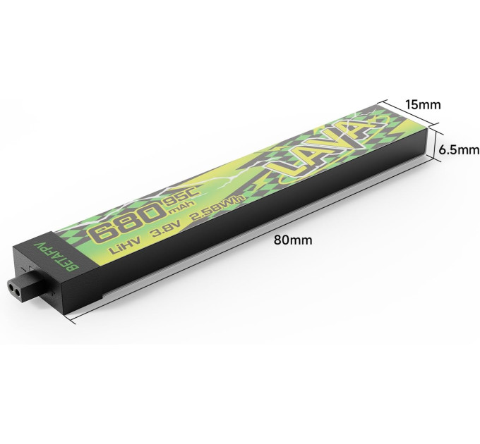 Аккумулятор BetaFPV Lava 2 1S 680 mAh BT2.0 / 3.8V / 95C / LiHV для FPV Air, Meteor, Cetus, Tiny Whoop (19522)
