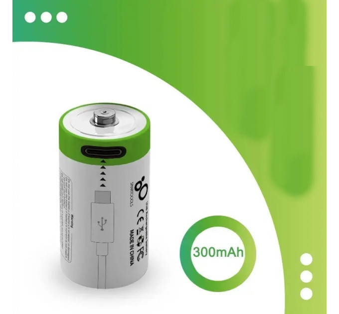Аккумулятор CR2 Smartoools 300 mAh литий-ионный Li-Ion с зарядкой от Type-C 3.7V Выпуклый плюс (19326)