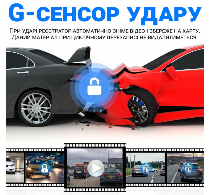 Автомобильный видеорегистратор 3 камеры Podofo W8109 (Black) (18695)