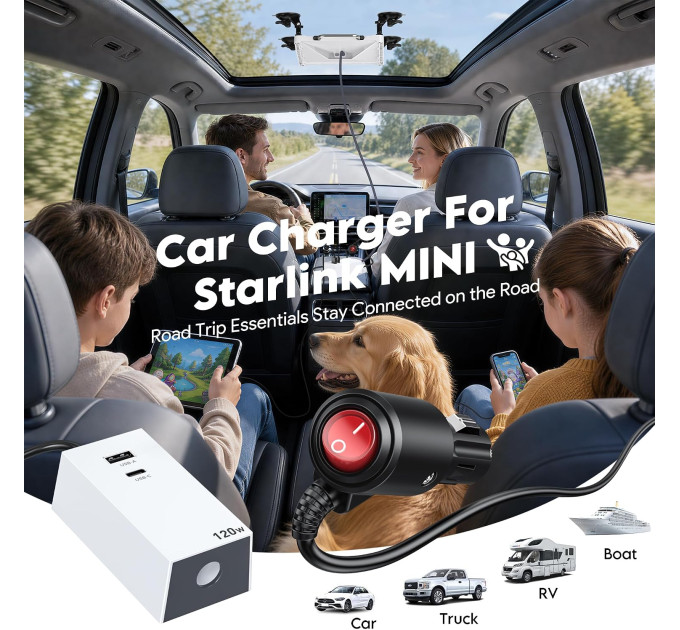 Блок питания для Starlink Mini в автомобильный прикуриватель EP-SK0163 120W (19877)