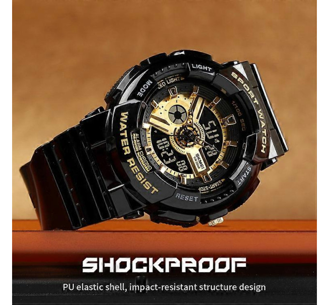 Часы наручные Skmei 1689 Original (Black Gold, 1689BKGD) (18365)