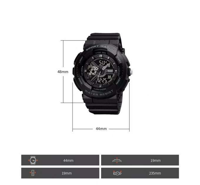 Часы наручные Skmei 1689 Original (Black Gold, 1689BKGD) (18365)