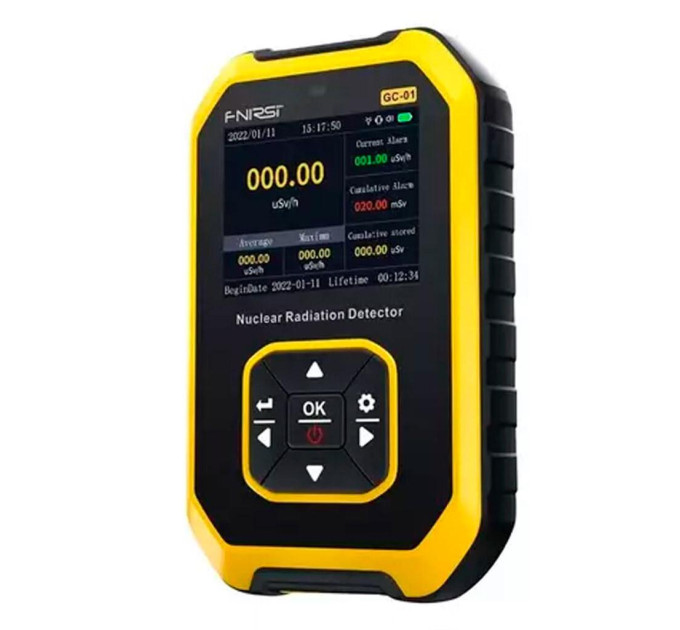 Дозиметр радиации профессиональный Fnirsi GC-01 счетчик Гейгера детектор излучения (Yellow) (19173)