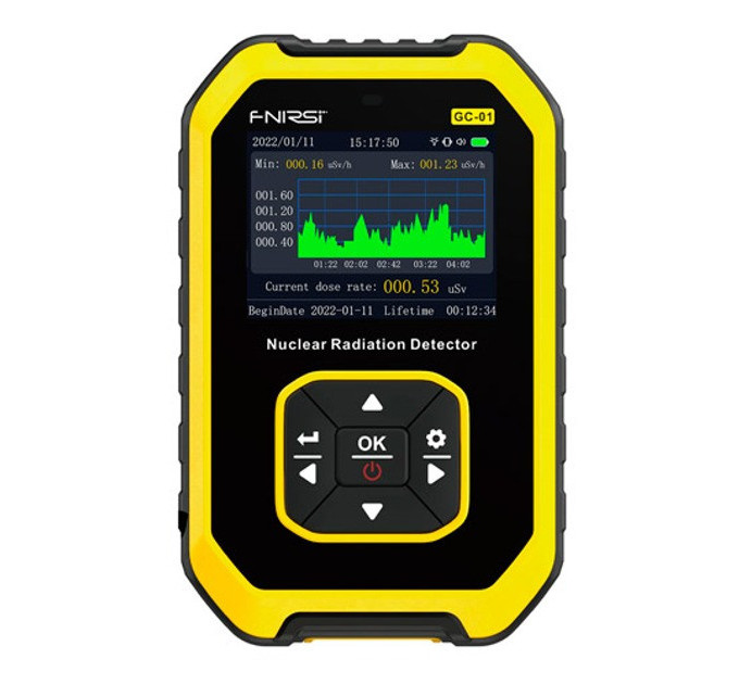 Дозиметр радиации профессиональный Fnirsi GC-01 счетчик Гейгера детектор излучения (Yellow) (19173)