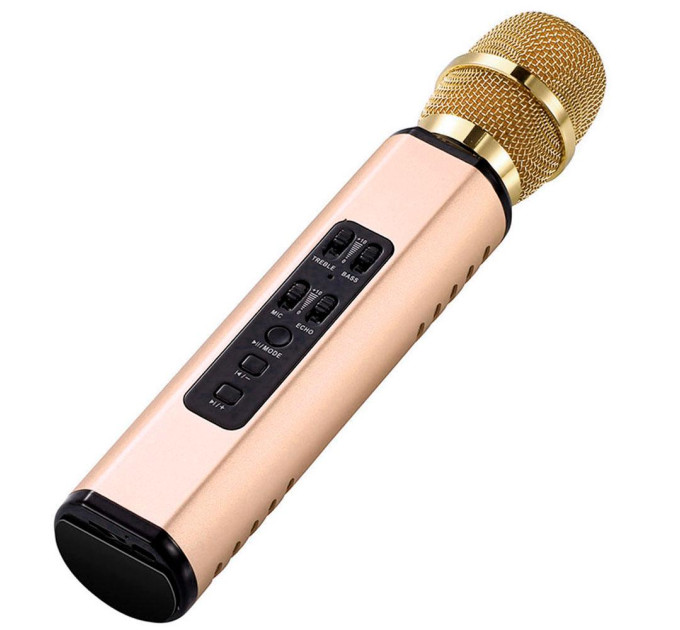 Караоке-микрофон беспроводной Losso K6 Premium со встроенным динамиком и Bluetooth (Gold) (18960)