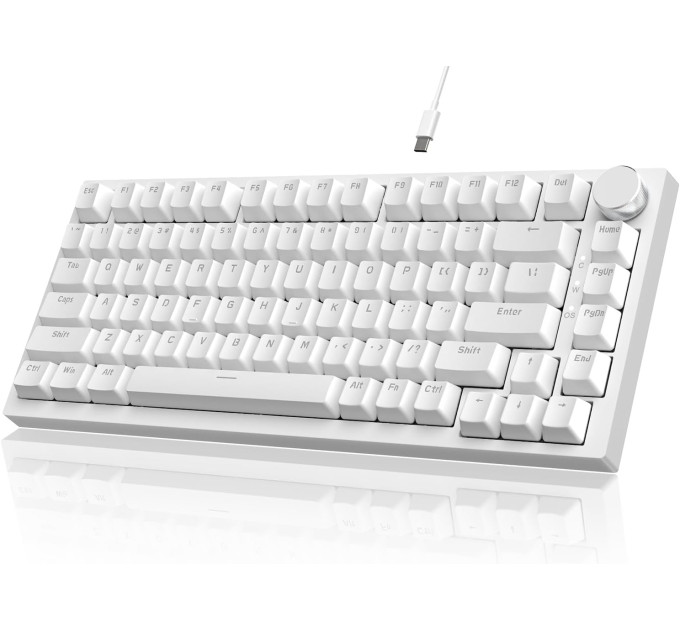 Клавиатура механическая AJAZZ AK820 Blue Switch / Голубая LED-подсветка / Раскладка 75% (White) (19573)