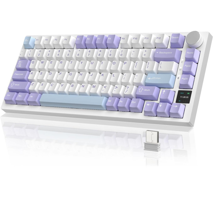 Клавиатура механическая  беспроводная Bluetooth / 2,4 AJAZZ AK820 Pro Flying Fish Switch / с подсветкой RGB / 4000 мА·ч / Раскладка 75% (Purple White Blue) (19569)