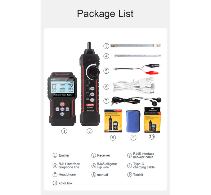 Многофункциональный кабельный тестер Noyafa NF-8209S  (18673)