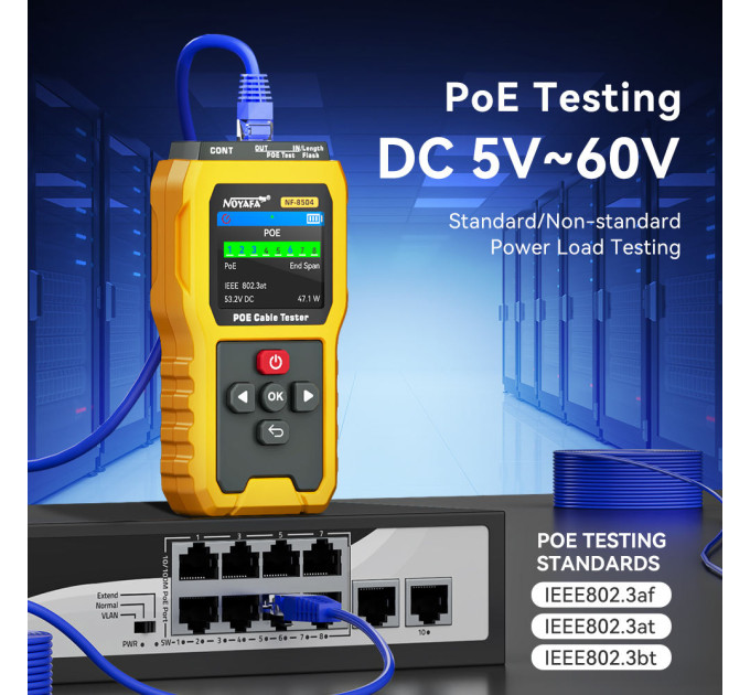 Многофункциональный кабельный тестер Noyafa NF-8504 PoE тестер () (18701)