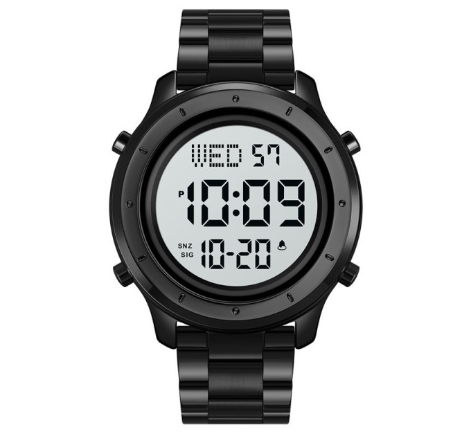 Мужские наручные часы Skmei 1864 Original стальные классические спортивные (Black White steel, 1864SBKWT) (19150)