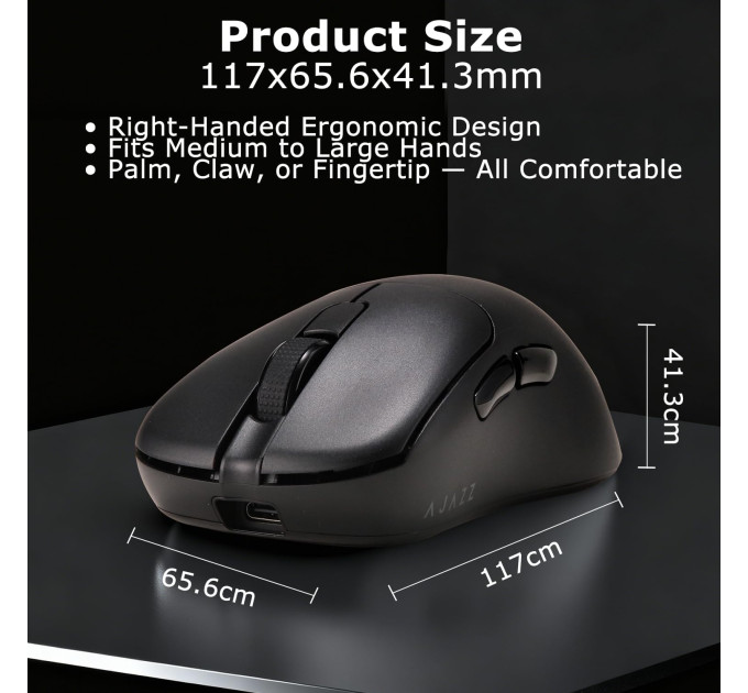 Мышка беспроводная AJAZZ AJ179 Pro Мышь компьютерная с Зарядной док-станцией / 2.4G / Bluetooth / USB (Black) (19576)