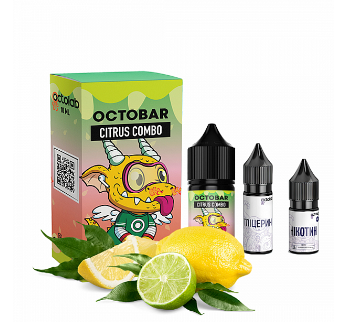 Набор для самозамеса солевой Octobar NFT 10 мл, 0-50 мг Citrus Combo (Лимон лайм) (16123)