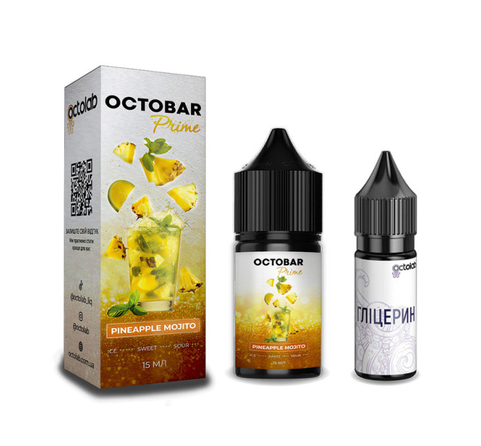 Набір для самозамісу сольового Octobar Prime 30 мл, 0-50 мг Pineapple Mojito (Ананасове Мохіто) (16897)