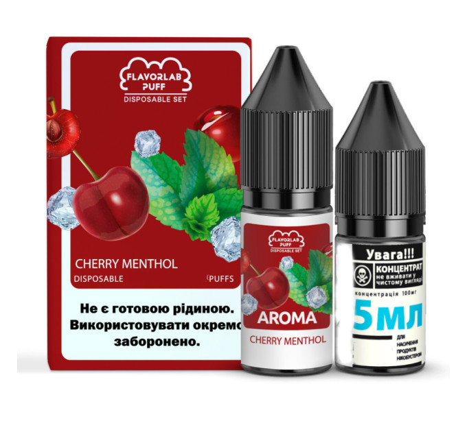 Набор компонентов для самозамеса солевой Flavorlab Disposable Puff 30 мл (Cherry mentol, Вишневый ментол 0-65 мг) (19746)