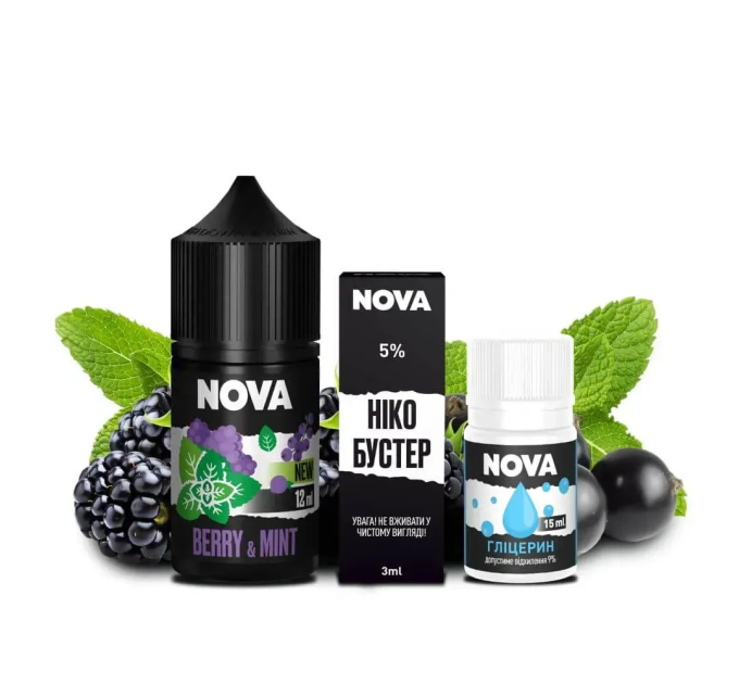 Набор компонентов для самозамеса солевой Nova 30 мл (BERRY MINT Ягоды Мята, 0-50 мг) (18071)