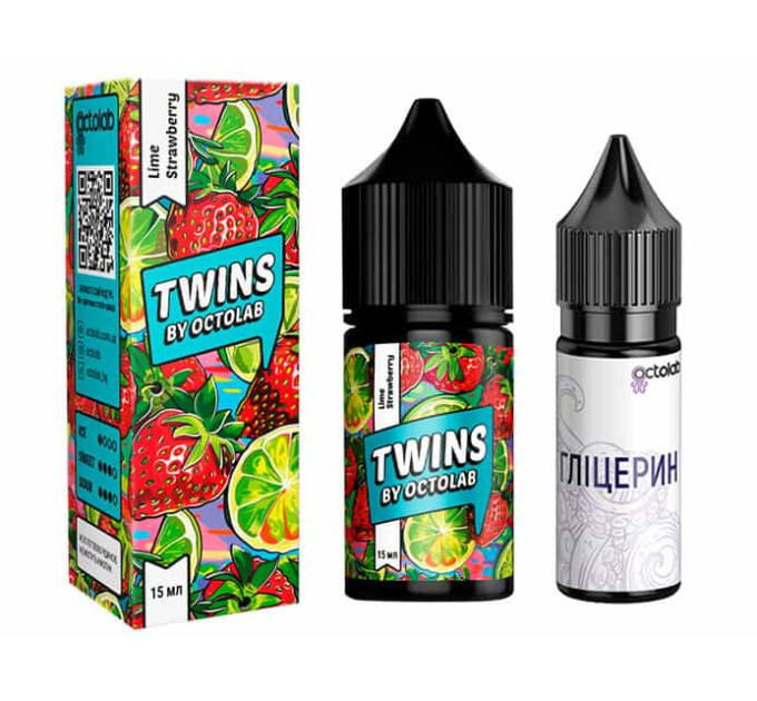 Набор компонентов для самозамеса солевой TWINS 30 мл (Lime Strawberry Лайм Клубника, 0-65 мг) (18285)