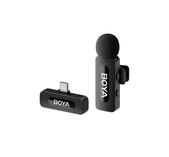 Профессиональный петличный микрофон беспроводной Boya BY-V10 Type-C (Black) (18872)