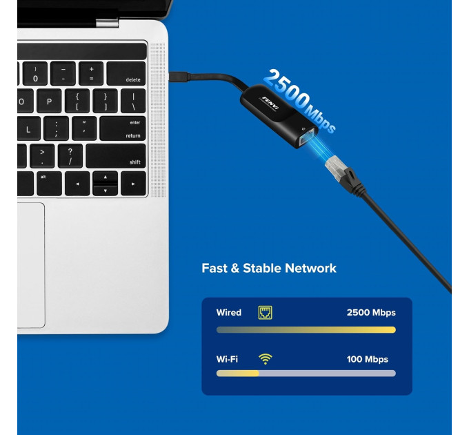 Сетевой адаптер Type-C на RJ45 Fenvi FR-G2500C 2500Mbps 2.5G Ethernet переходник сетевая карта (Black) (19129)