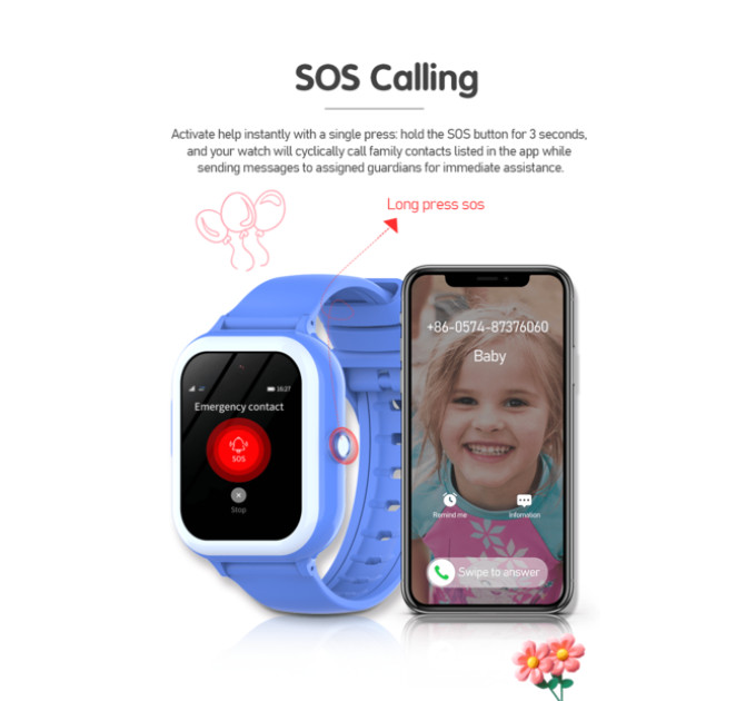 Смарт годинник-телефон дитячі Wonlex KT31 4G з камерою WI-FI GPS SIM-картою Original (Синій) (16997)
