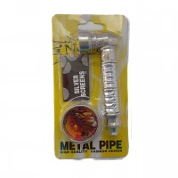 Трубка курительная металлическая + гриндер для измельчения табака №YD-486 (Silver)