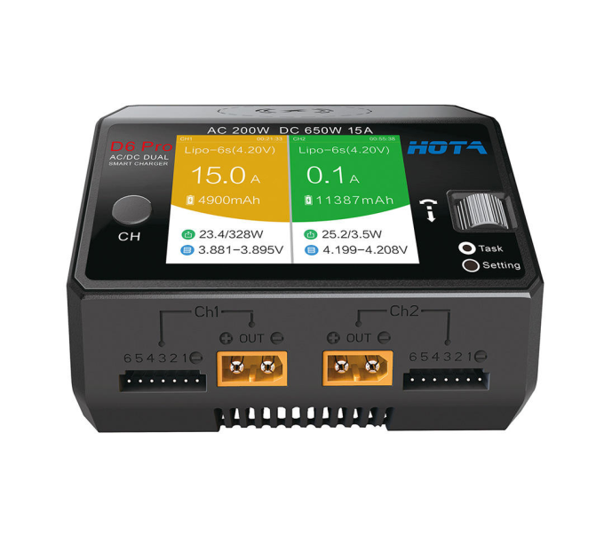 Зарядное устройство двухканальное HOTA D6 Pro Dual 325W 15A 1-6S LiPo AC/DC FPV беспроводная зарядка (Black) (18768)