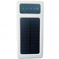Power Bank Solar 30000mAh повербанк 4 в 1 із сонячною панеллю, екраном, ліхтариком White
