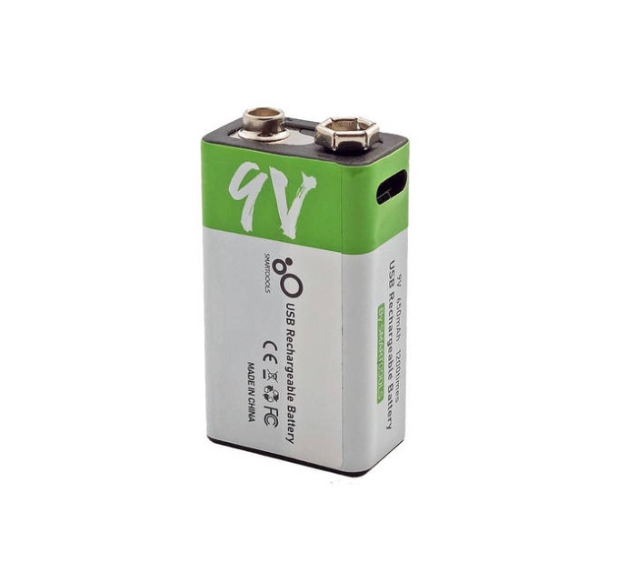 Аккумулятор Крона Smartoools 650 mAh 9V / 6LR61 литиевый со встроенной зарядкой Type-C (19327)