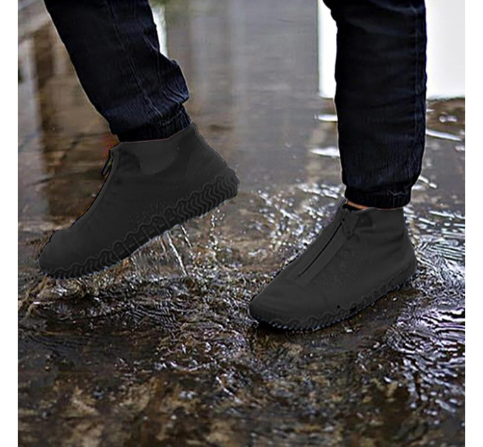 Бахилы на обувь силиконовые с застежкой LVR 016 M 32-37 (Black) (17556)