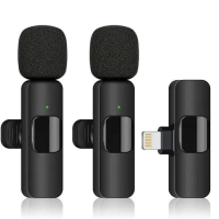 Беспроводной петличный микрофон K9 Lightning приемник + микрофон 2шт (Black)