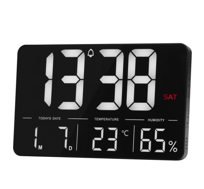 Часы электронные настенные и настольные LOSSO GRAND WC-600 Будильник с пультом (Black) (18968)