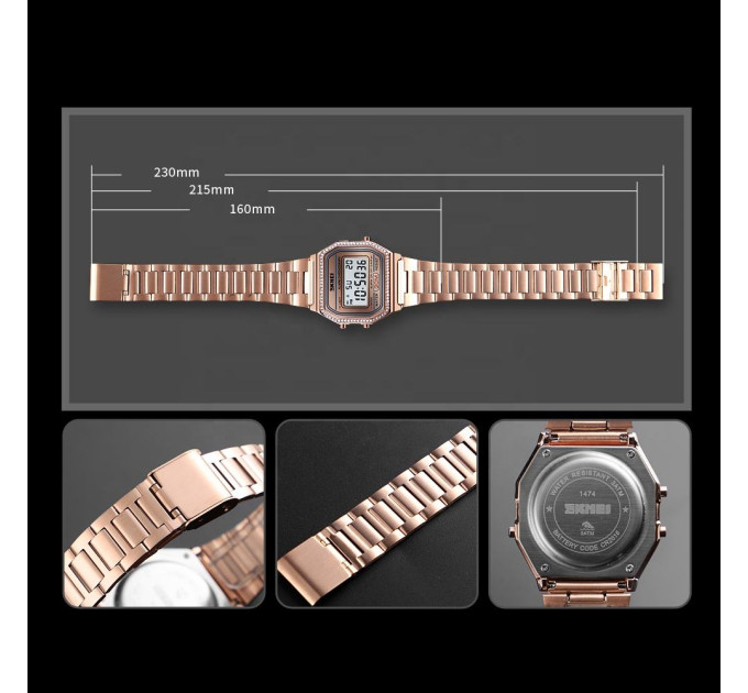 Часы наручные женские Skmei 1474 Original (Rose Gold, 1474RG) (17137)