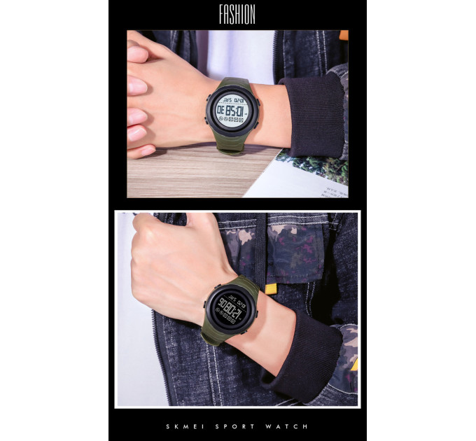 Часы наручные мужские Skmei 1674 (Army Green Black, 1674AGBK) (18458)