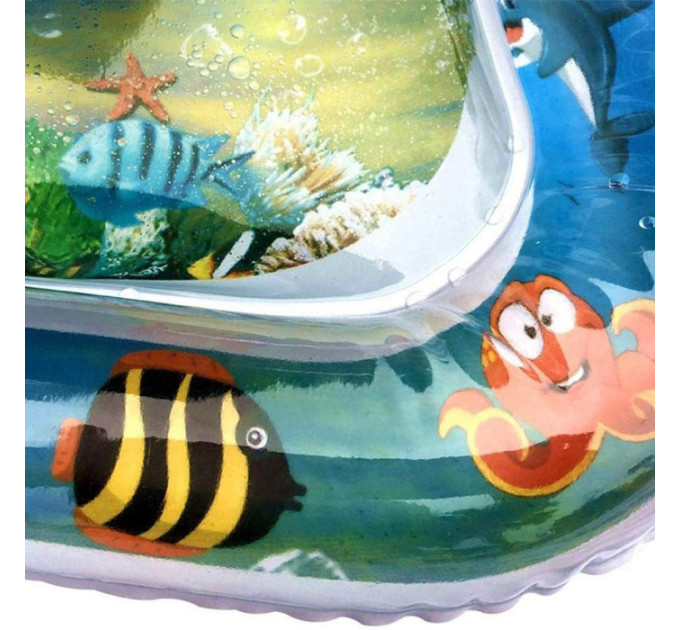 Детский водный коврик развивающий 65х45см LVR 022 надувной акваковрик для малышей (Blue) (18987)