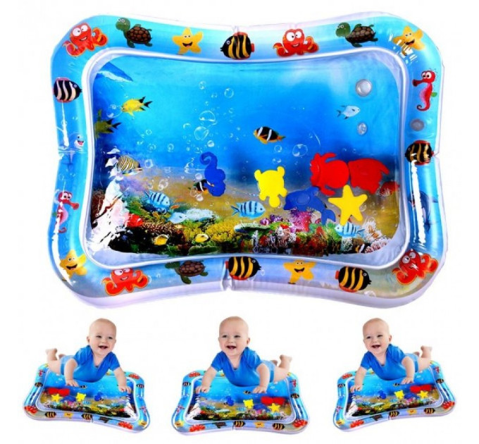 Детский водный коврик развивающий 65х45см LVR 022 надувной акваковрик для малышей (Blue) (18987)