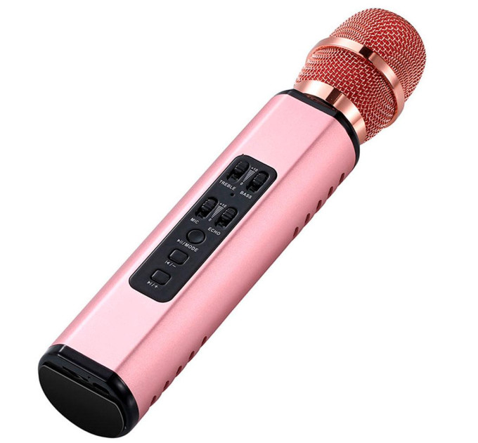 Караоке-микрофон беспроводной Losso K6 Premium со встроенным динамиком и Bluetooth (Rose) (18961)