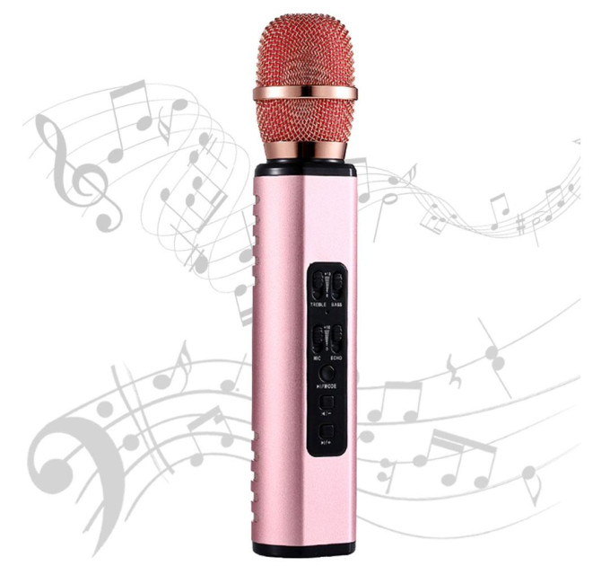 Караоке-микрофон беспроводной Losso K6 Premium со встроенным динамиком и Bluetooth (Rose) (18961)