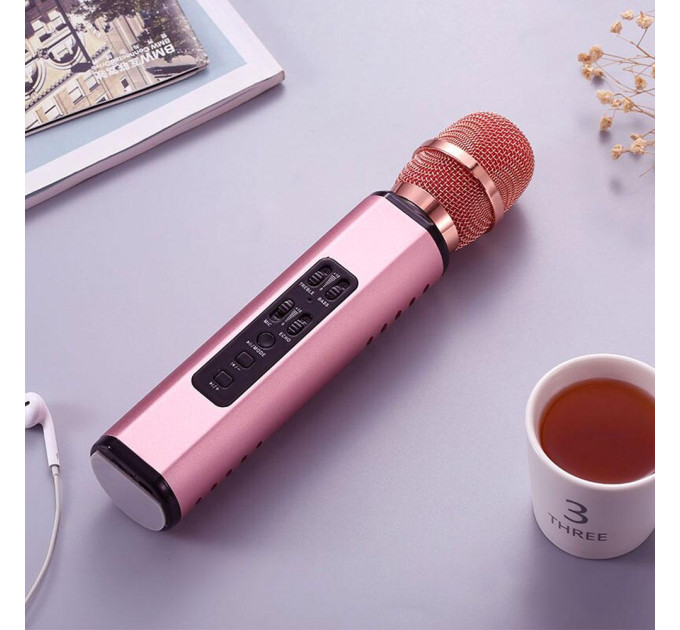 Караоке-микрофон беспроводной Losso K6 Premium со встроенным динамиком и Bluetooth (Rose) (18961)