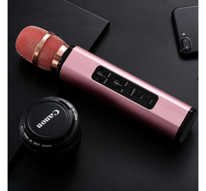Караоке-микрофон беспроводной Losso K6 Premium со встроенным динамиком и Bluetooth (Rose) (18961)