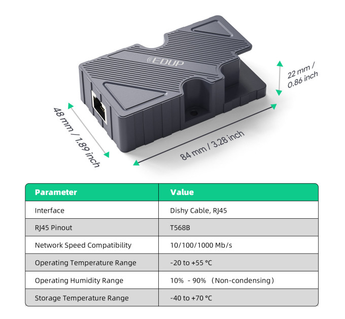 Комплект для Starlink Gen 2 EDUP EP-SK9603 PoE инжектор и сетевой адаптер питания (19210)