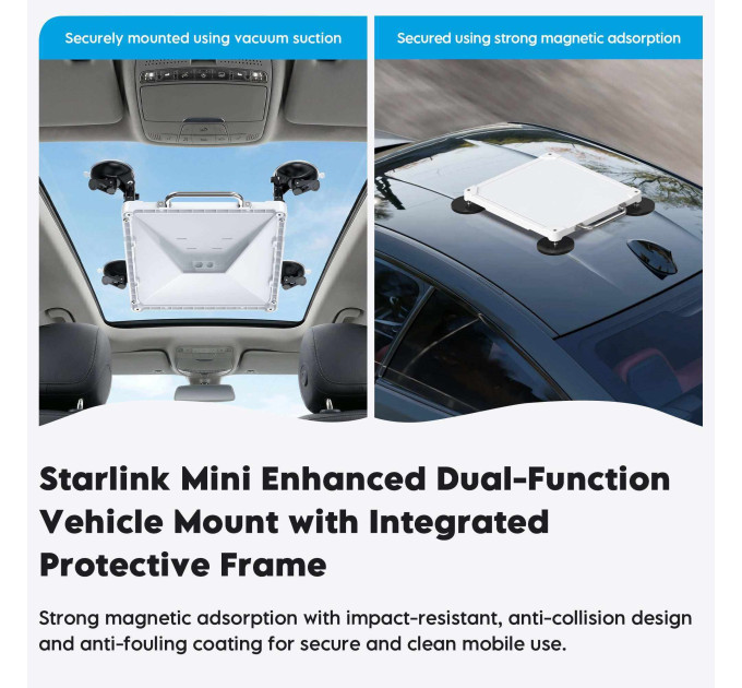 Крепление на магнитах для Starlink Mini EP-SK0173S Автомобильный держатель вакуумный (19870)