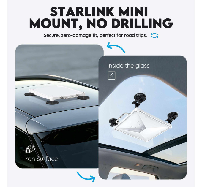 Крепление на магнитах для Starlink Mini EP-SK0173S Автомобильный держатель вакуумный (19870)