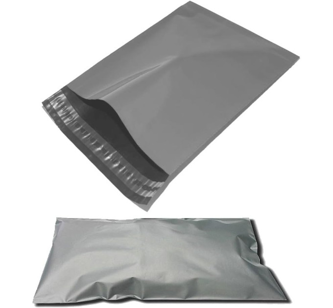 Курьерский пакет с  клеевым клапаном А6 без печати 130х190+40мм без кармана 55 мкм (Серый) (18648)