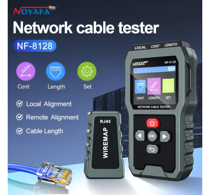 Многофункциональный кабельный тестер Noyafa NF-8128 Ethernet сетевого кабелей (19900)