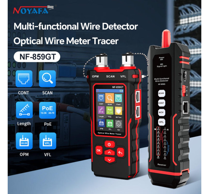 Многофункциональный кабельный тестер Noyafa NF-859GK  PoE тестер витой пар, Wiremap, SCAN, NCV, QC, VFL, PING, IP-scan, RJ45 (19805)