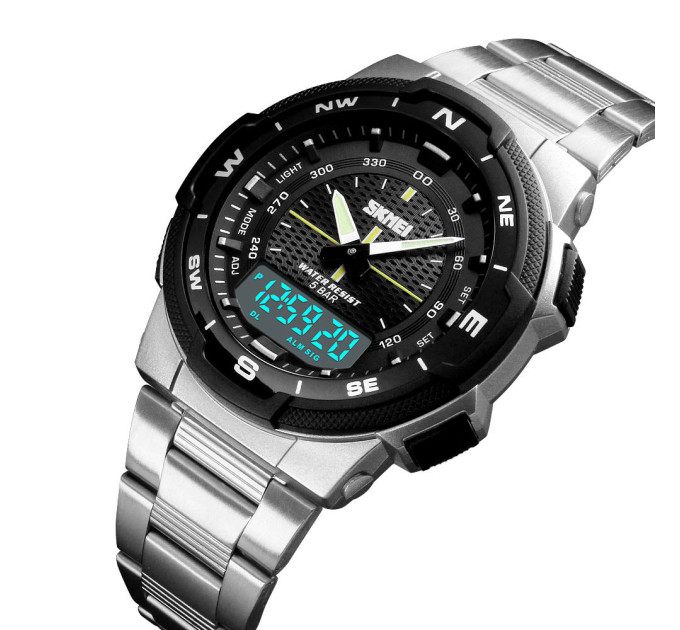 Мужские наручные часы Skmei 1370 Original (Silver, 1370SI) (17129)