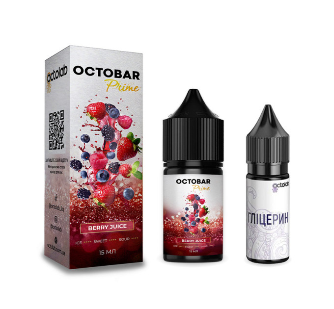 Набор для самозамеса солевой Octobar Prime 30 мл, 0-50 мг Berry Juice (Микс Малины и Красной Смородины) (16891)